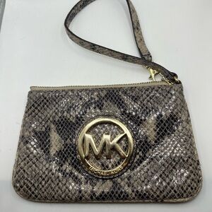 MICHAEL KORS Snakeskin Print Wristlet/Clutch Bag